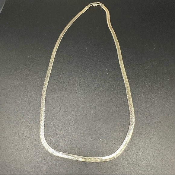 Gold-Tone Flat Herringbone Chain Necklace – Lobster Clasp - Picture 4 of 6